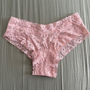 Victoria's Secret Nude Beige Lace Cheeky Panty Sheer Floral XS NWT